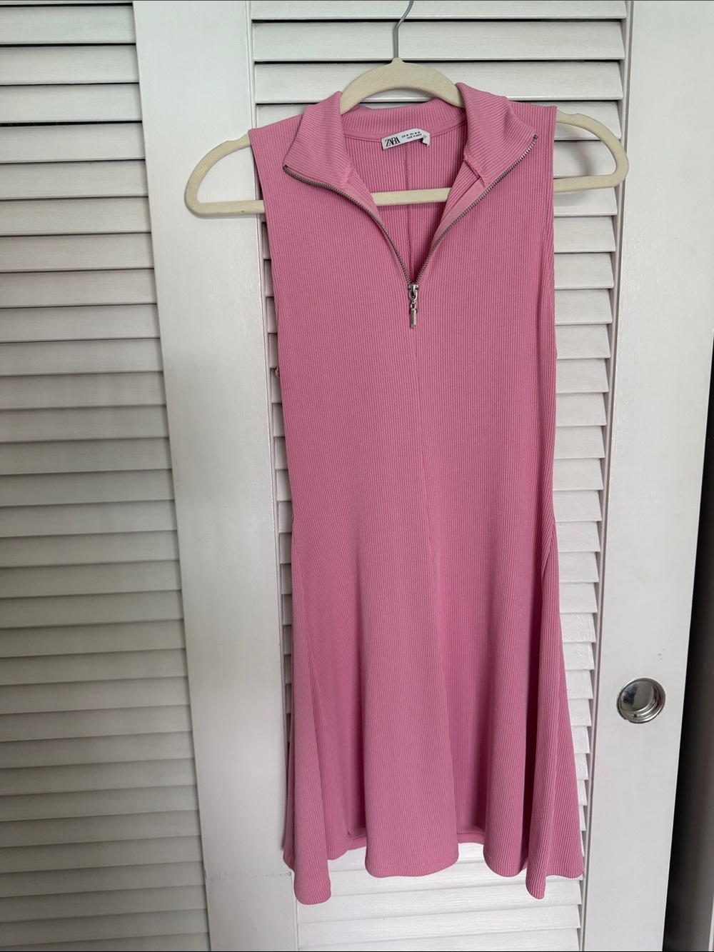 Zara Pink Sleeveless Ribbed Dress